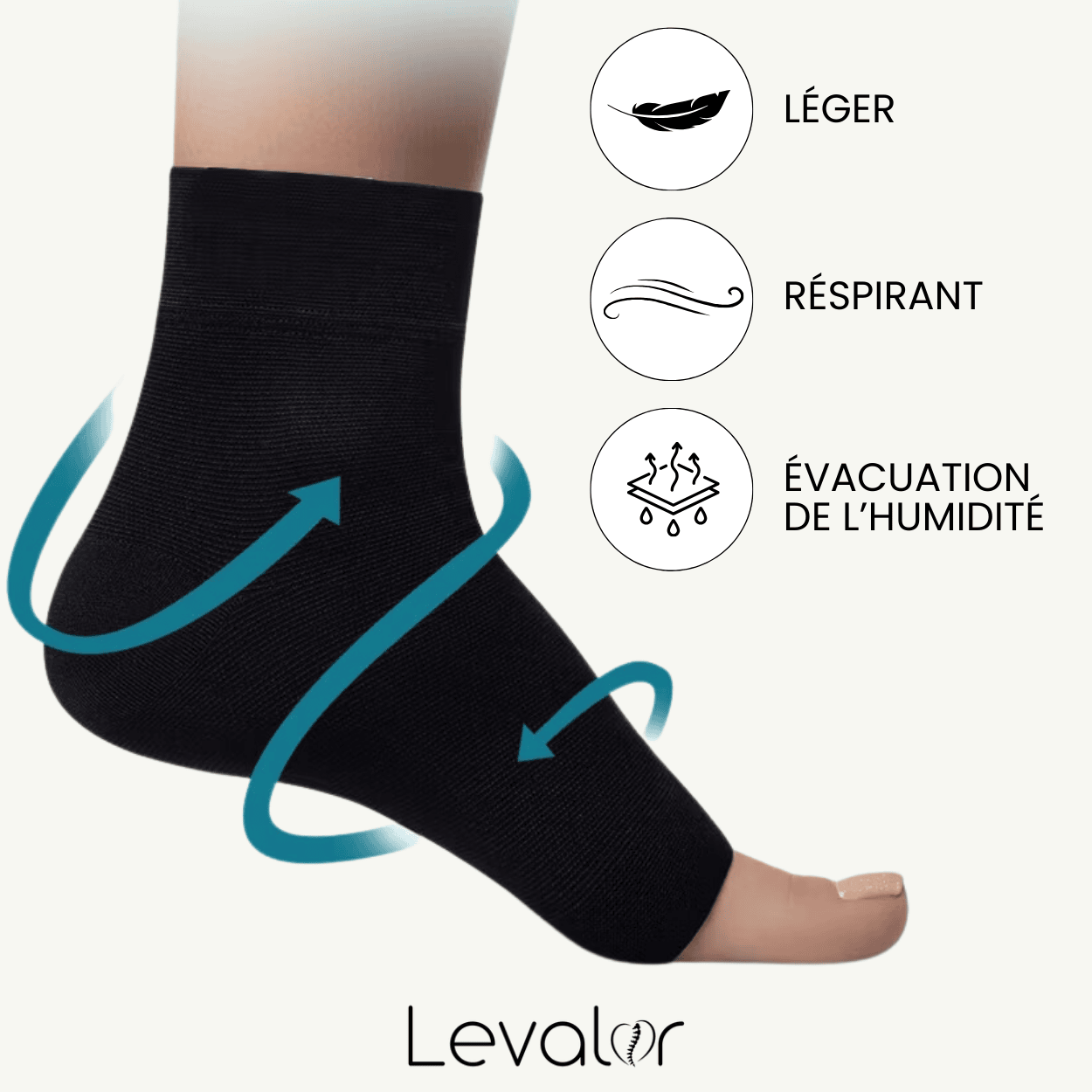 Chaussette de compression ultra légere qui evacue l'humidité pour une meilleure respiration de vos pieds