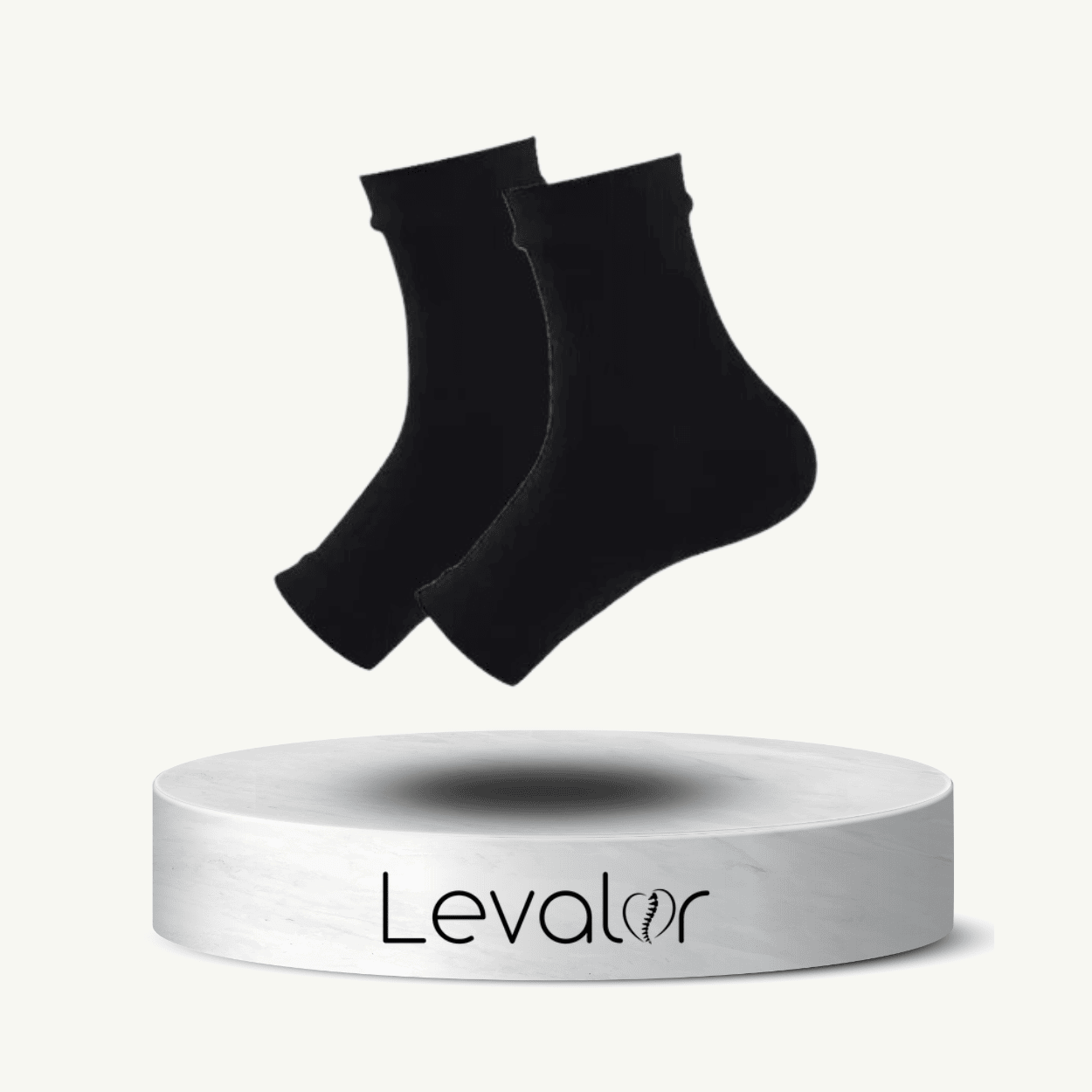 chaussette de compression levalor de couleur noir , une solution idéale contre les jambes lourdes et gonflées. Recommandé pour la circulation sanguine et les œdèmes