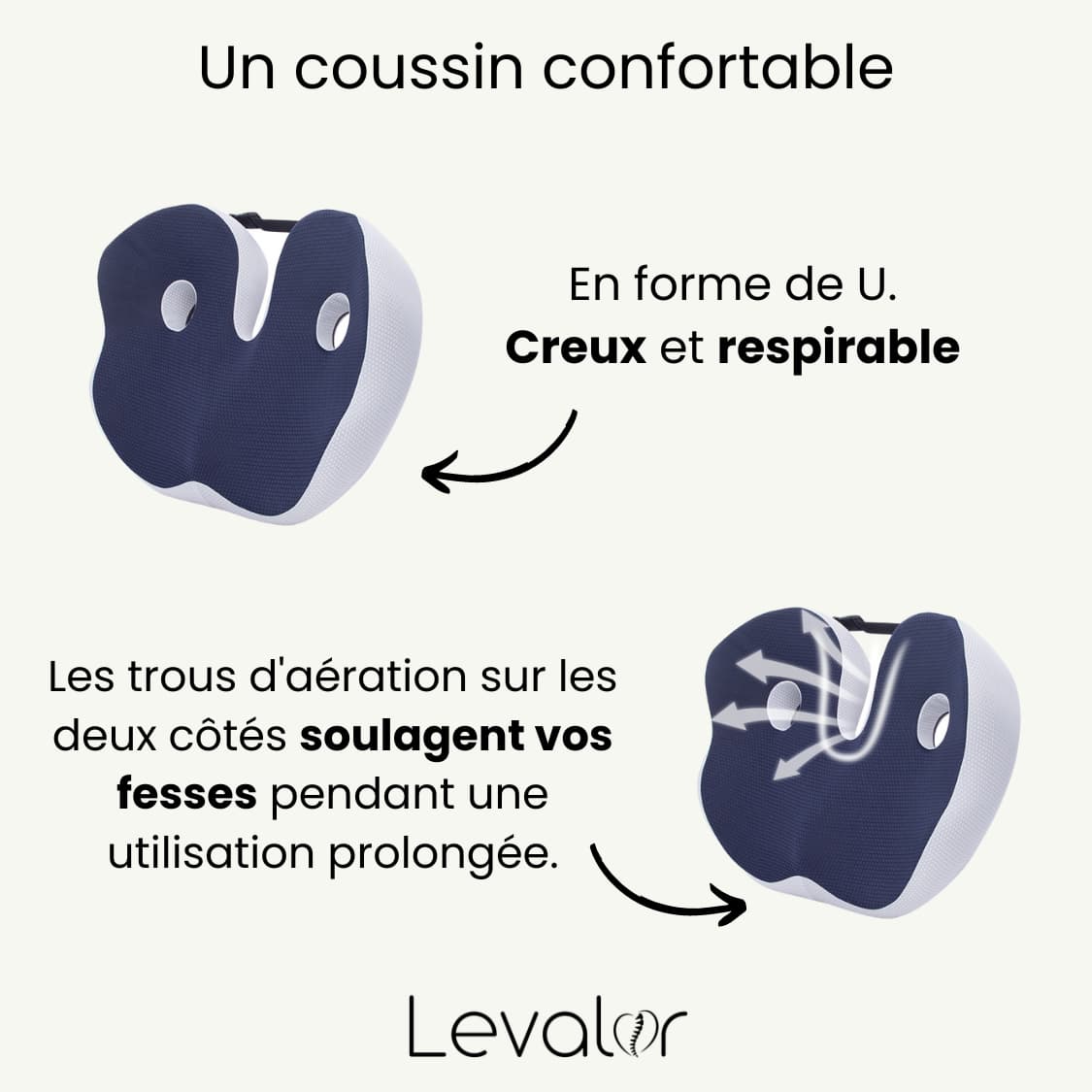 coussin orthopedique en forme de U pour soulager vos fesses et offrir une aisance en position assise