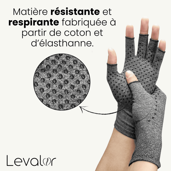 Gants de compression arthrose arthrite circulation sanguine rhumatismes canal carpien Levalor
