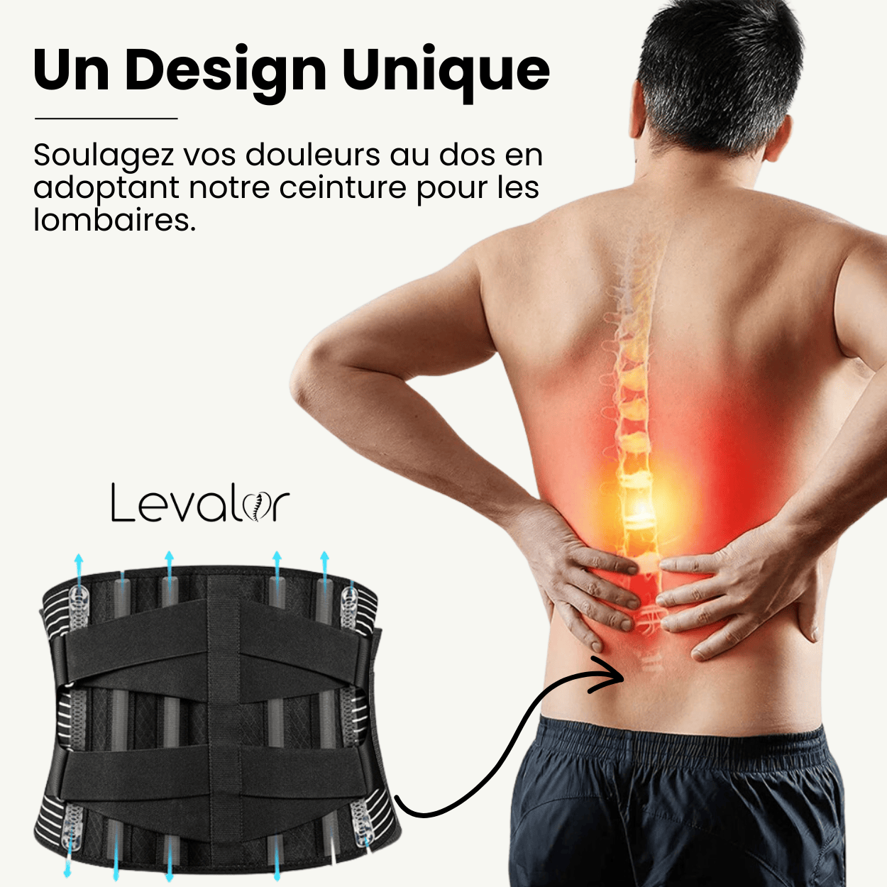 Design ceinture levalor qui soulage les douleurs dorsales