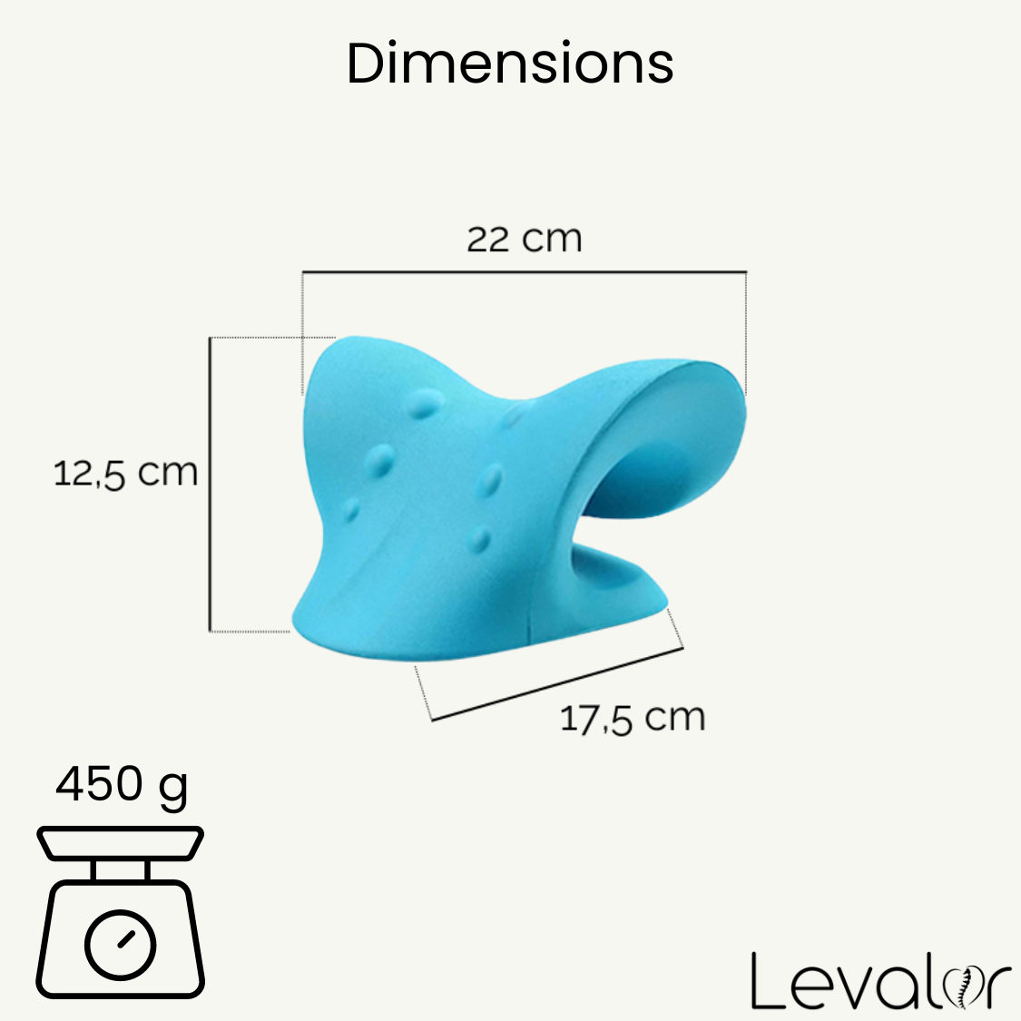 Dimension un coussin orthopédique spécifique aux douleurs cervicales